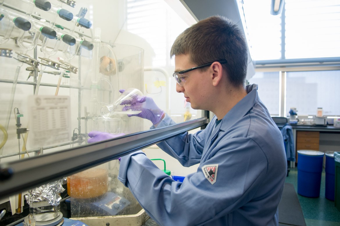 student working in the lab