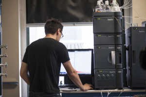 student in a lab